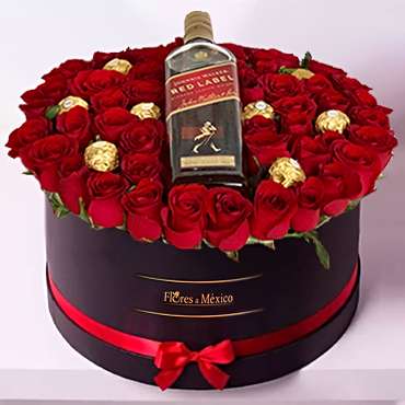 Caja de Rosas y Ferrero + Johnnie Walker