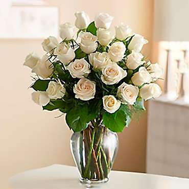 White Roses in Vase